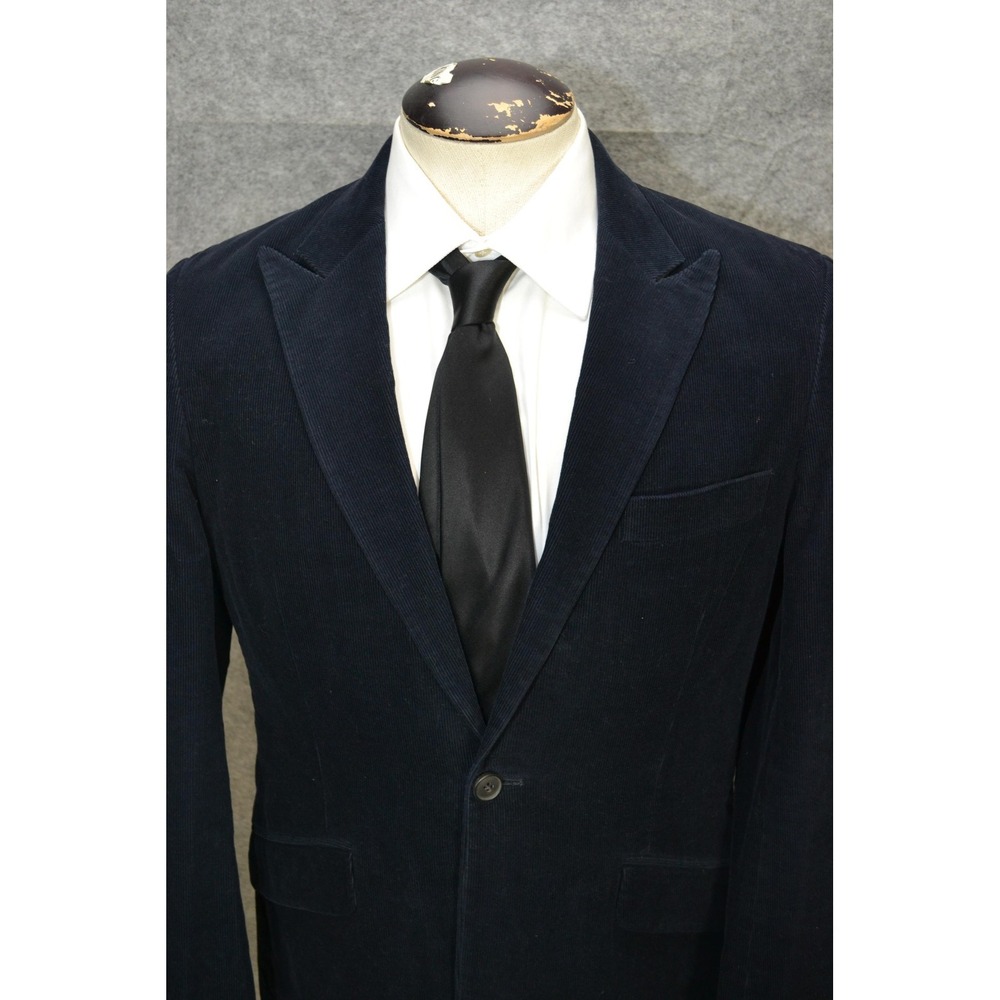 Reiss Blazer Mens 38S Navy Blue Corduroy Cotton Casual Luxury‎ Sport Coat Jacket